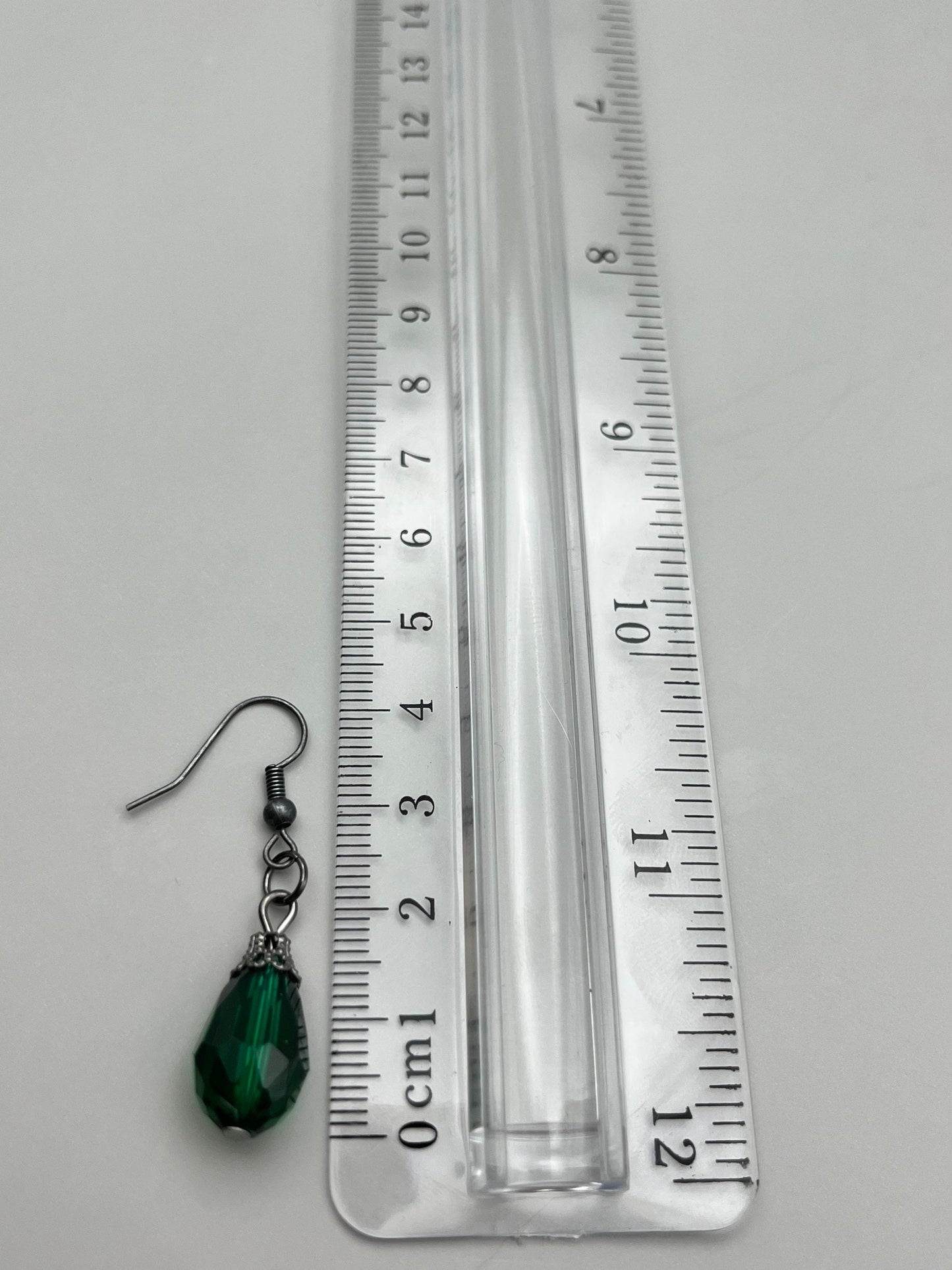 Glass Emerald Teardrop Earrings