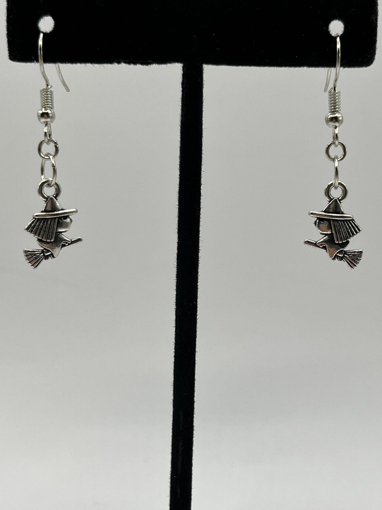 Flying Witch On Broomstick Earrings