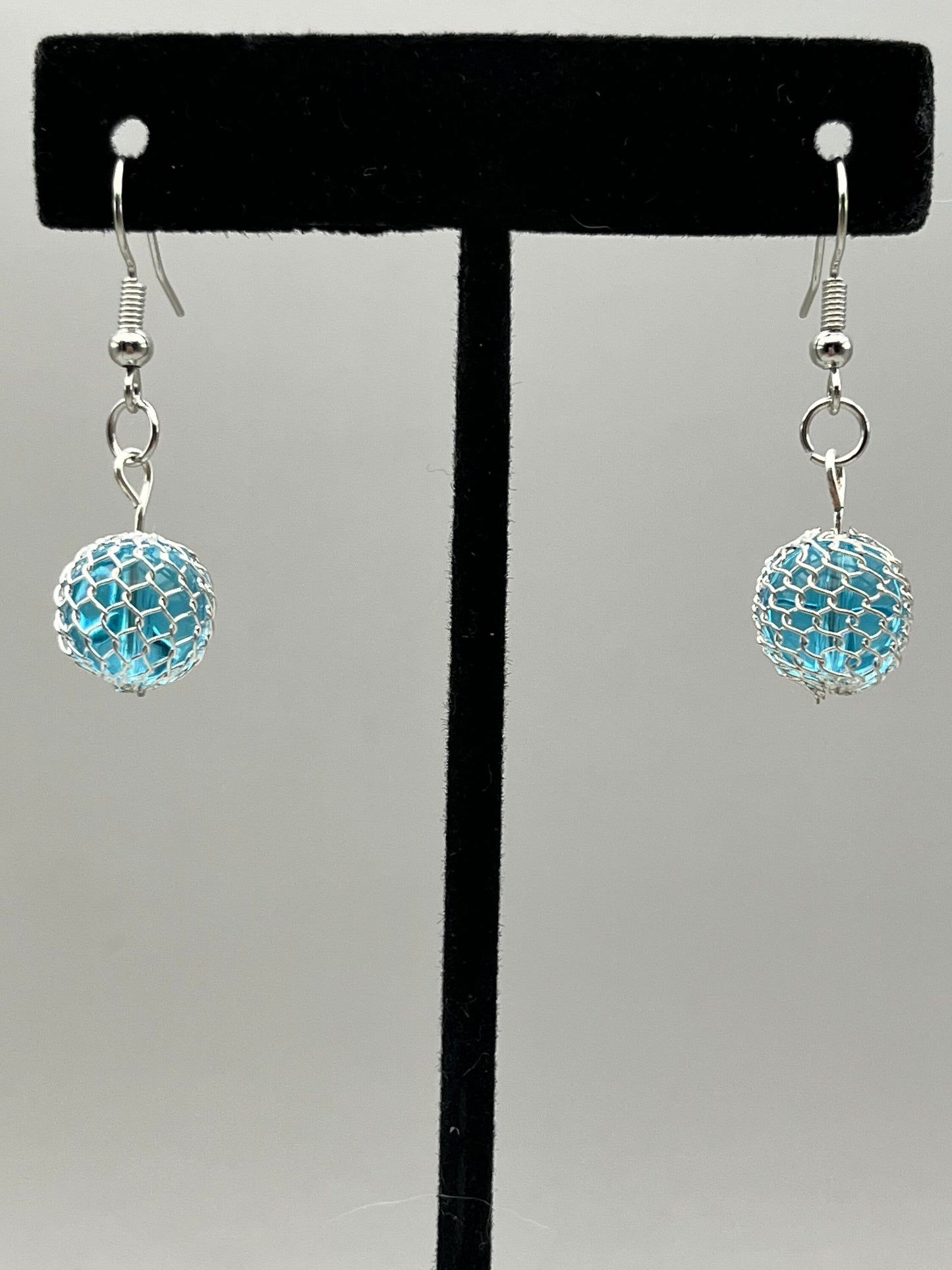 Aqua Blue & Silver Earrings