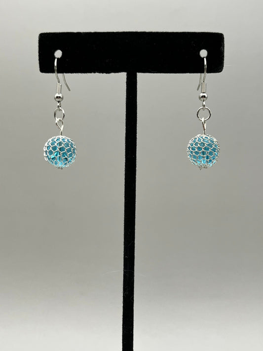 Aqua Blue & Silver Earrings