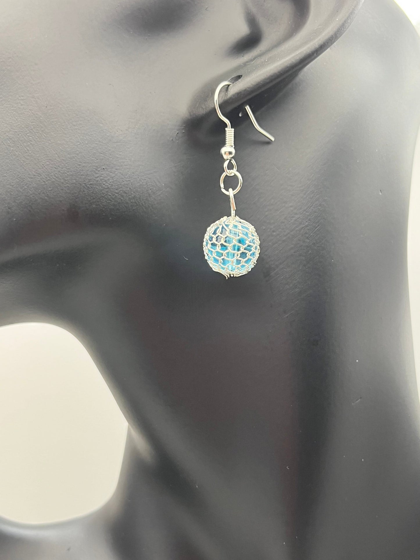 Aqua Blue & Silver Earrings