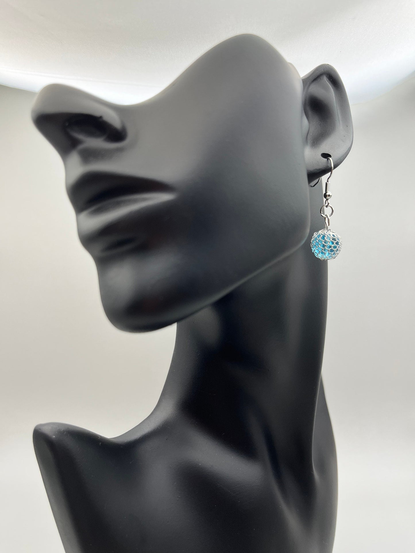 Aqua Blue & Silver Earrings