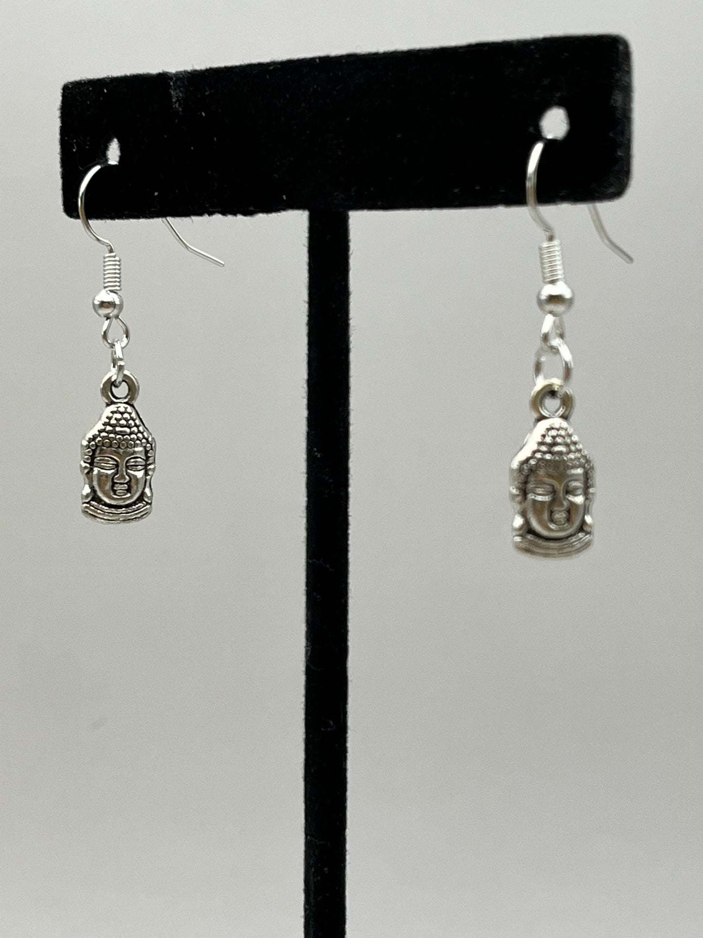 Silver Buddha Head Earrings