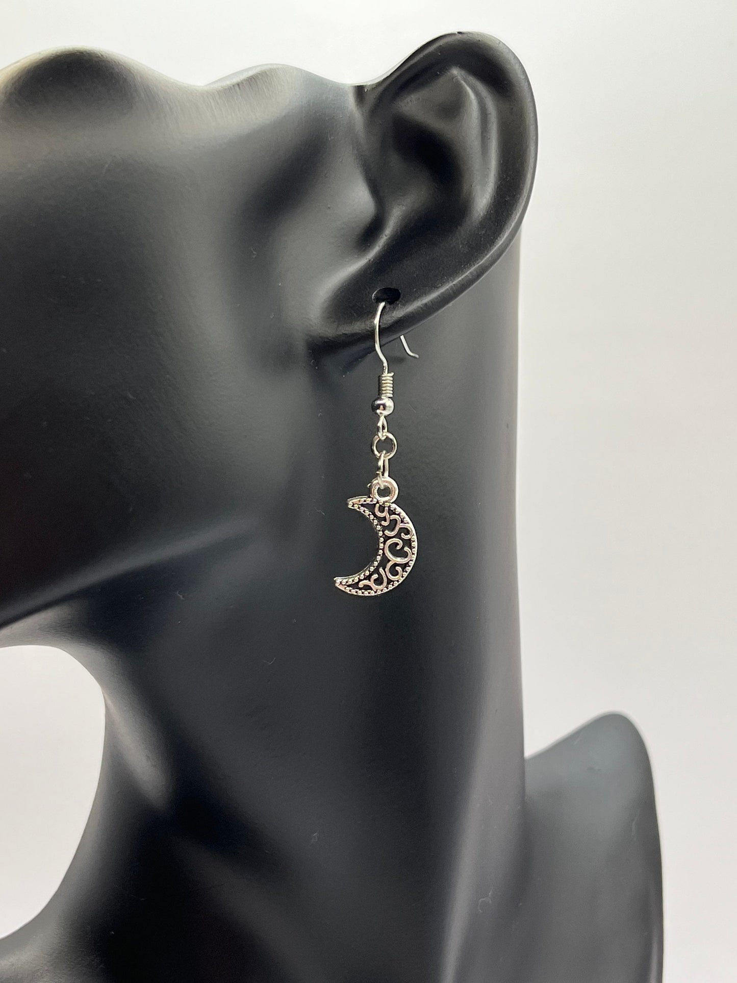 Silver Crescent Moon Earrings