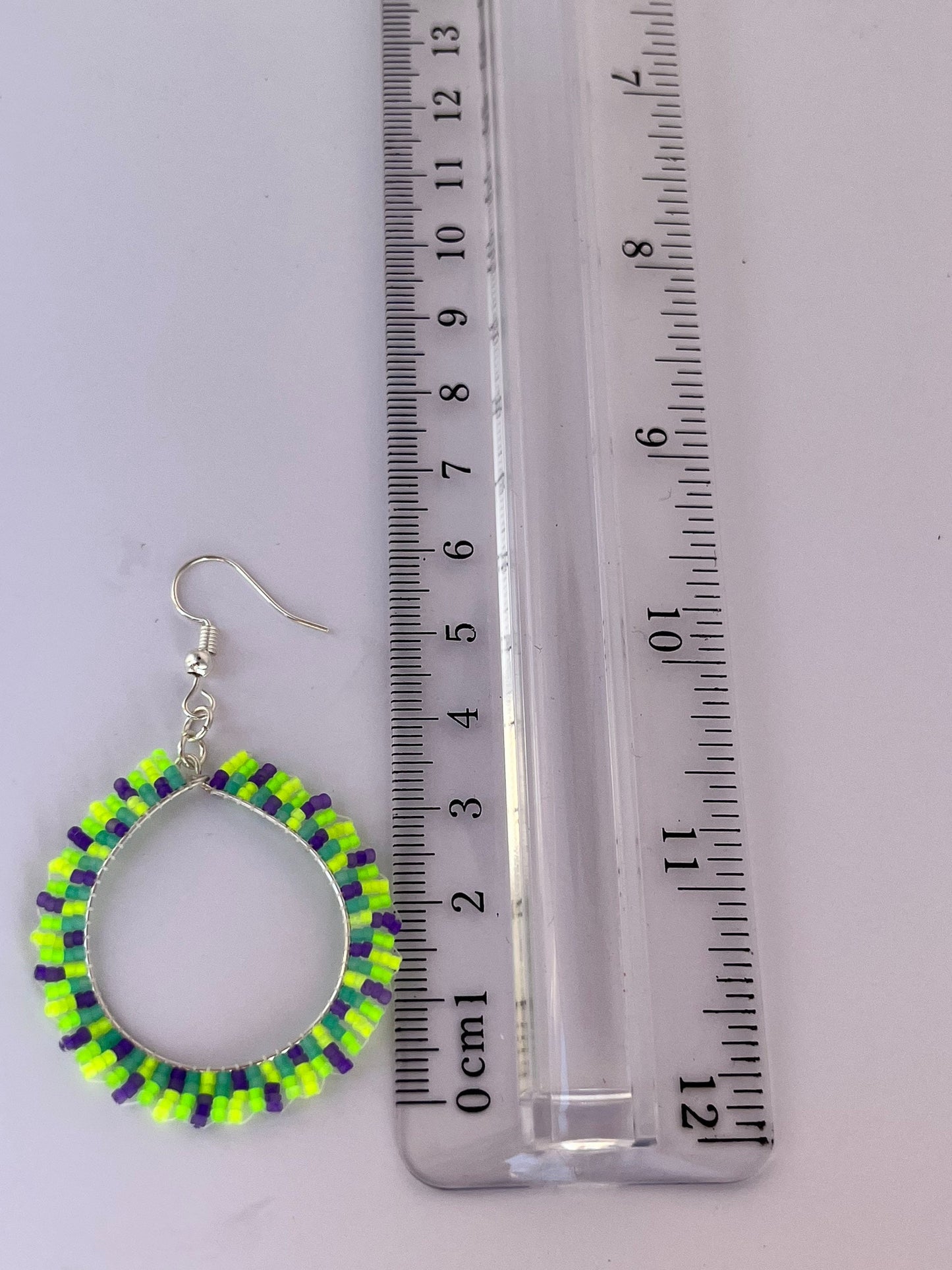 Beaded Neon Green Hoop