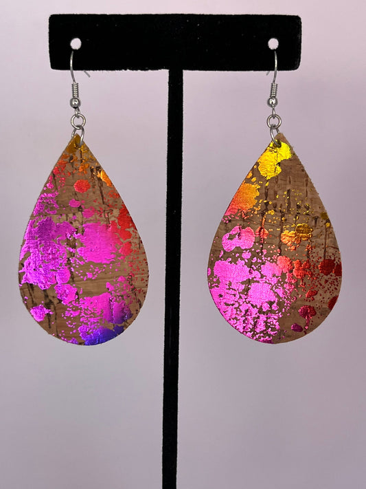 Cork Metallic Splatter Earrings