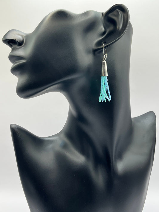 Sea Blue Beaded Earrings