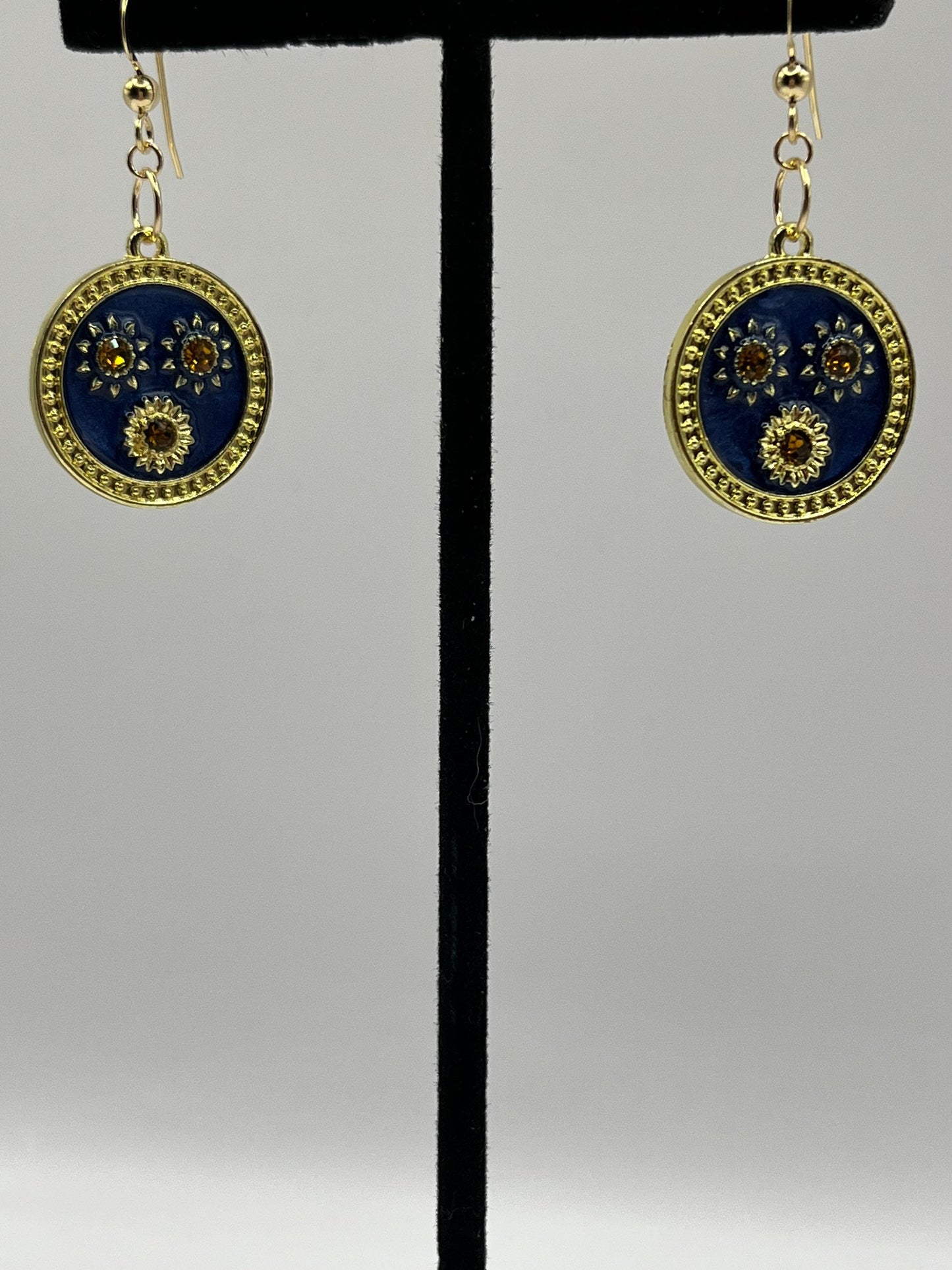 Gold &Blue Sun Earrings