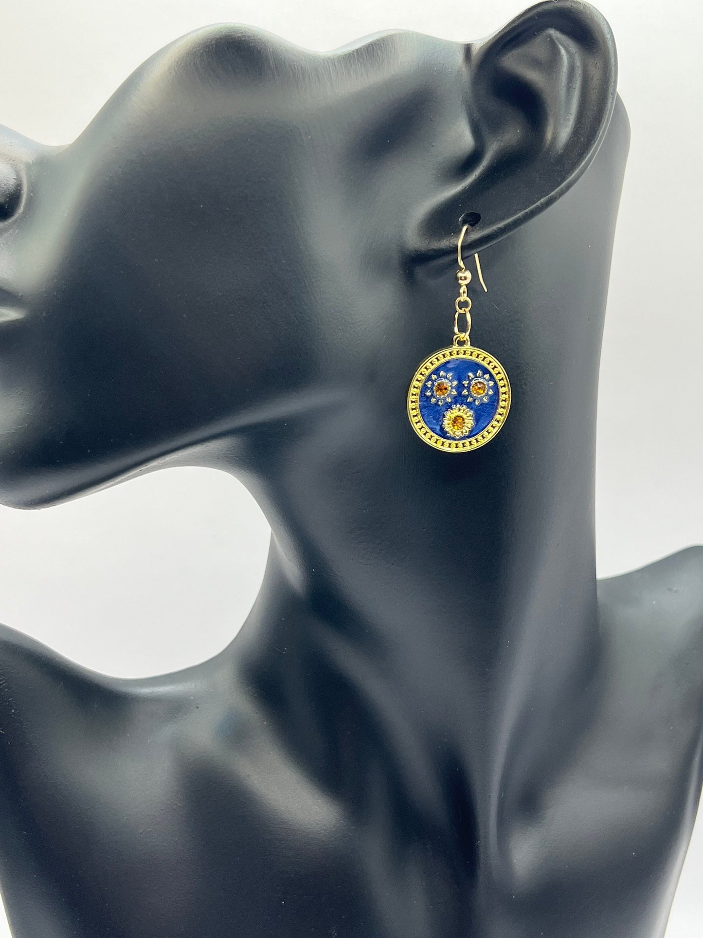 Gold &Blue Sun Earrings