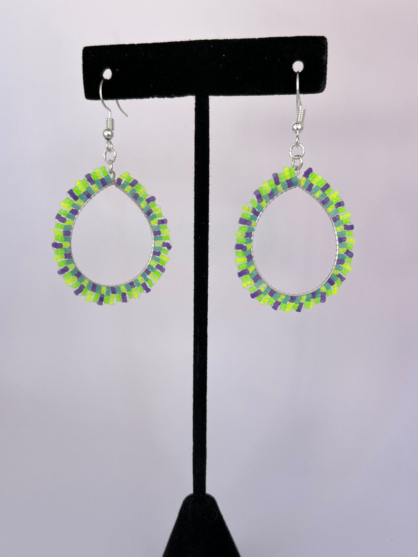 Beaded Neon Green Hoop