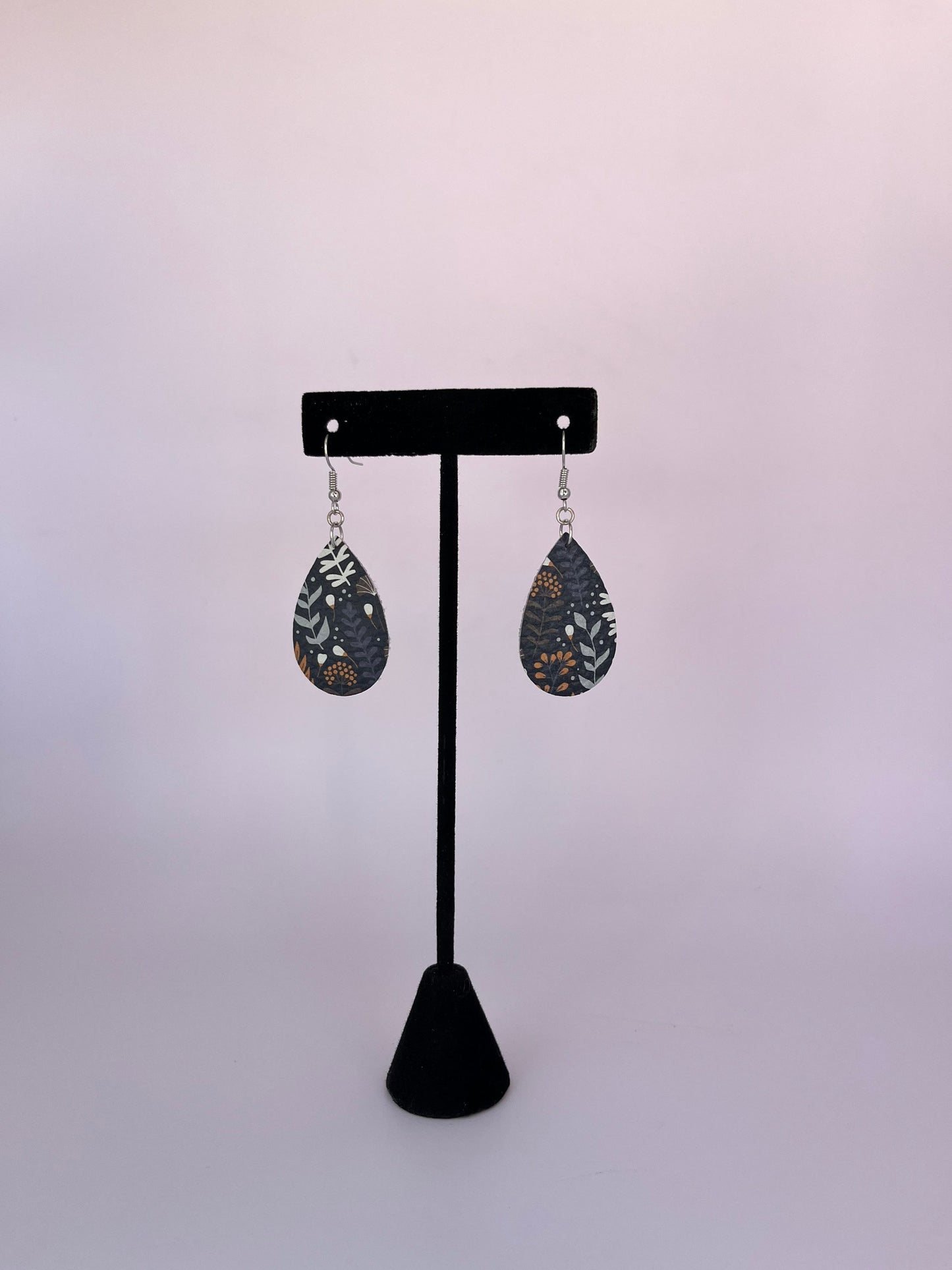 Floral Leather Teardrop Earrings