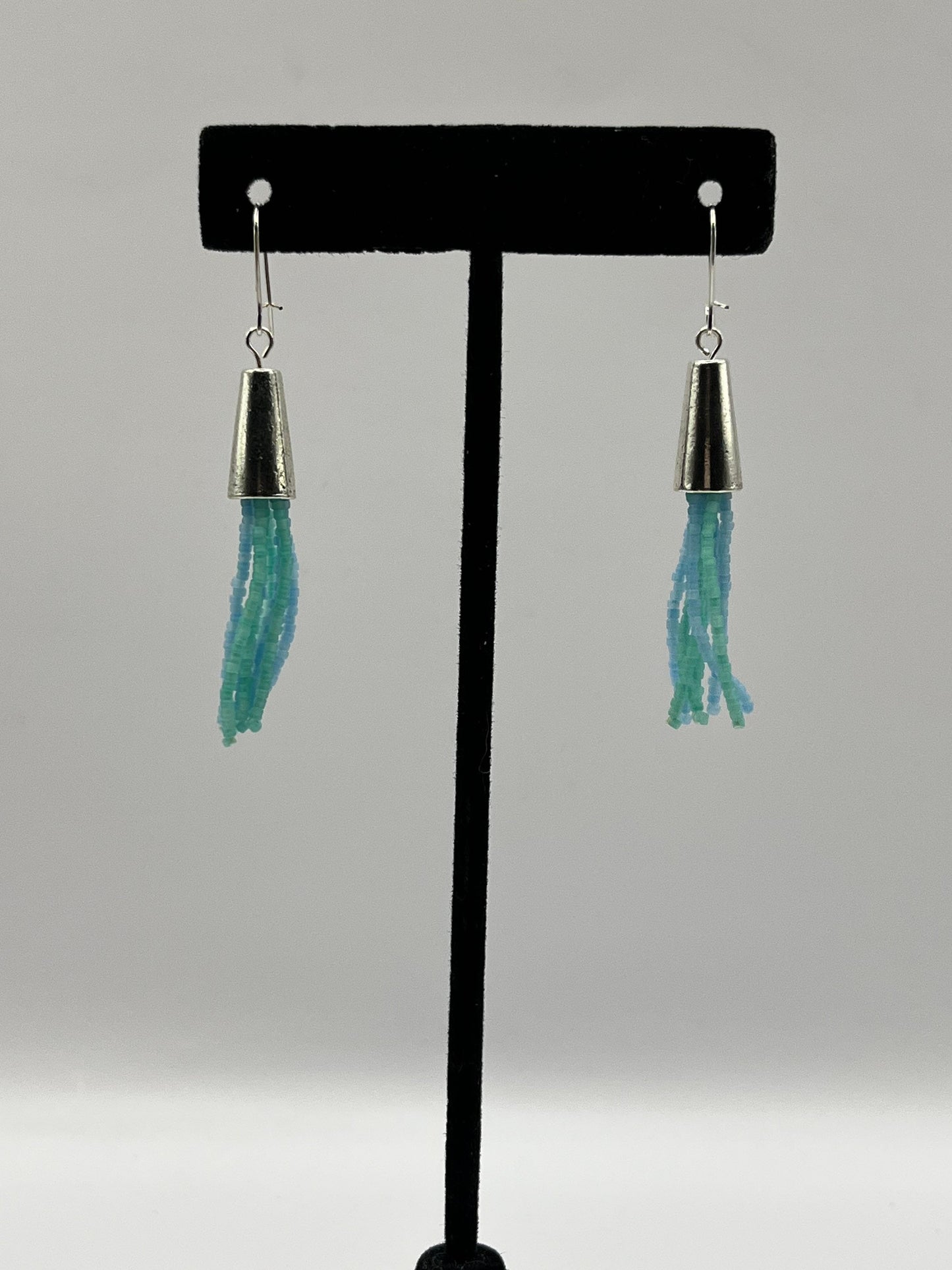 Sea Blue Beaded Earrings