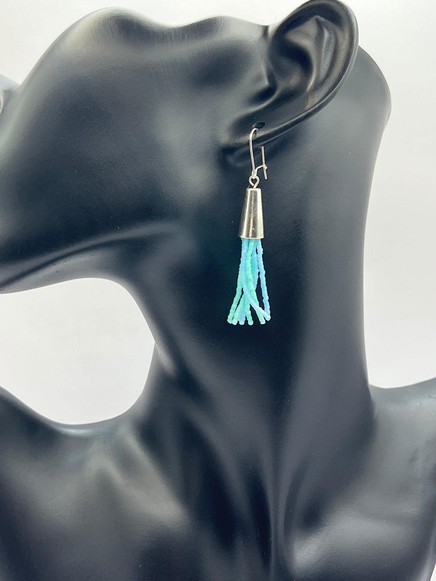 Sea Blue Beaded Earrings