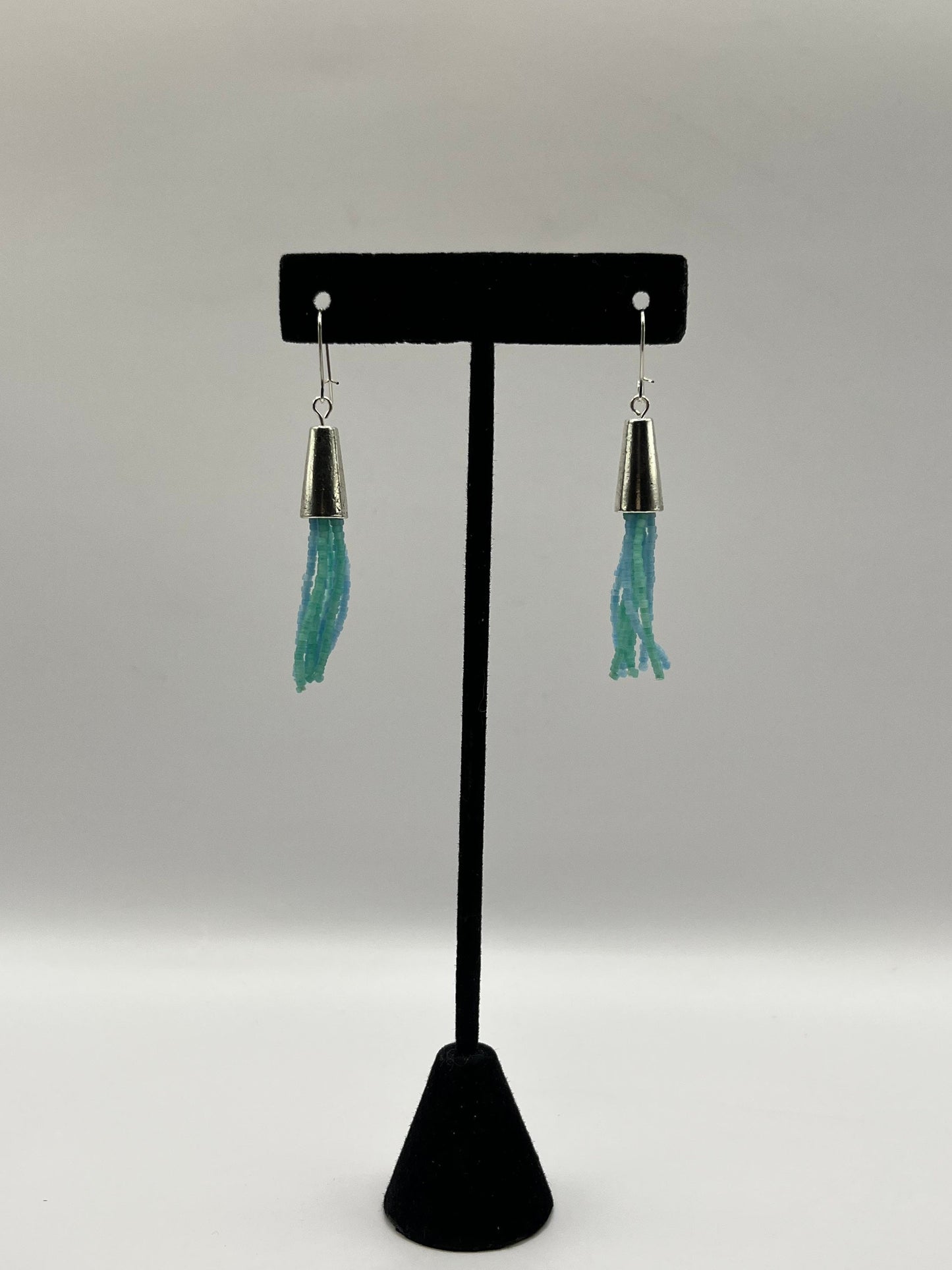 Sea Blue Beaded Earrings