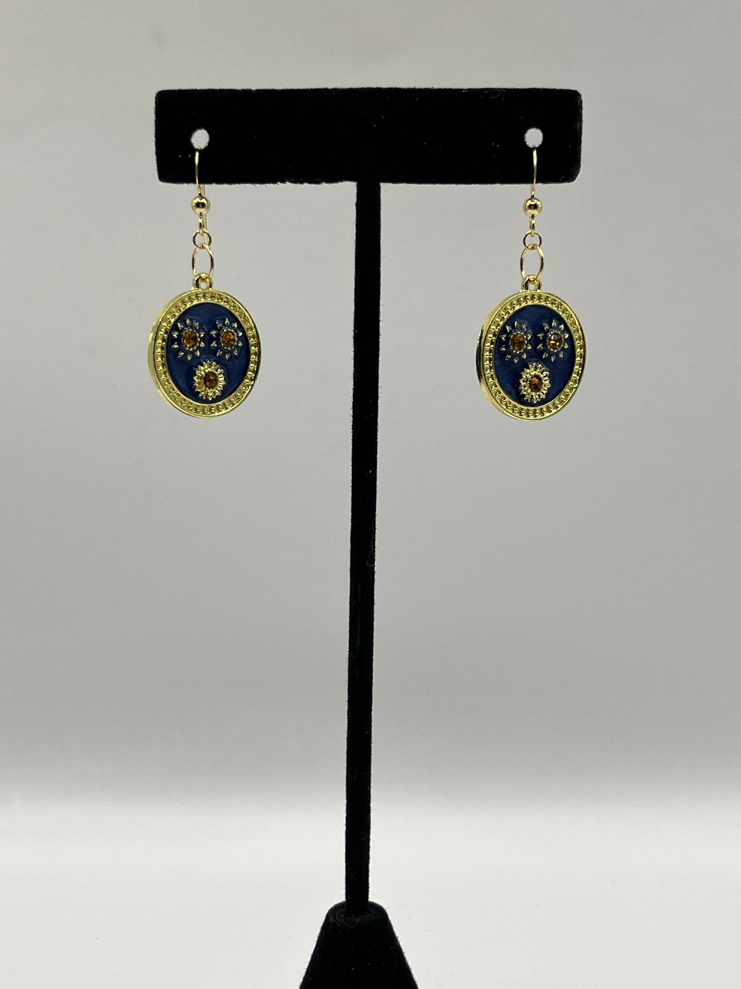 Gold &Blue Sun Earrings