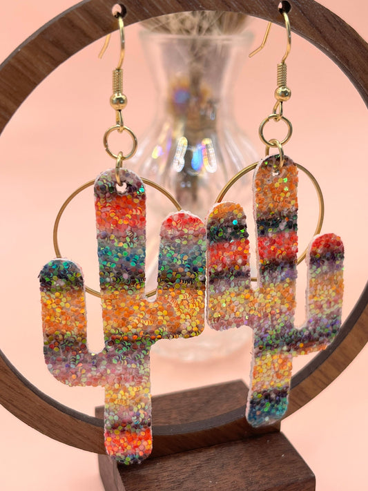 Glitter Cactus Earrings