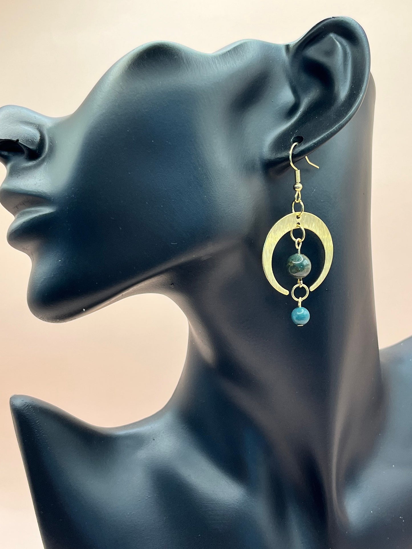 Crescent & Stone Earrings