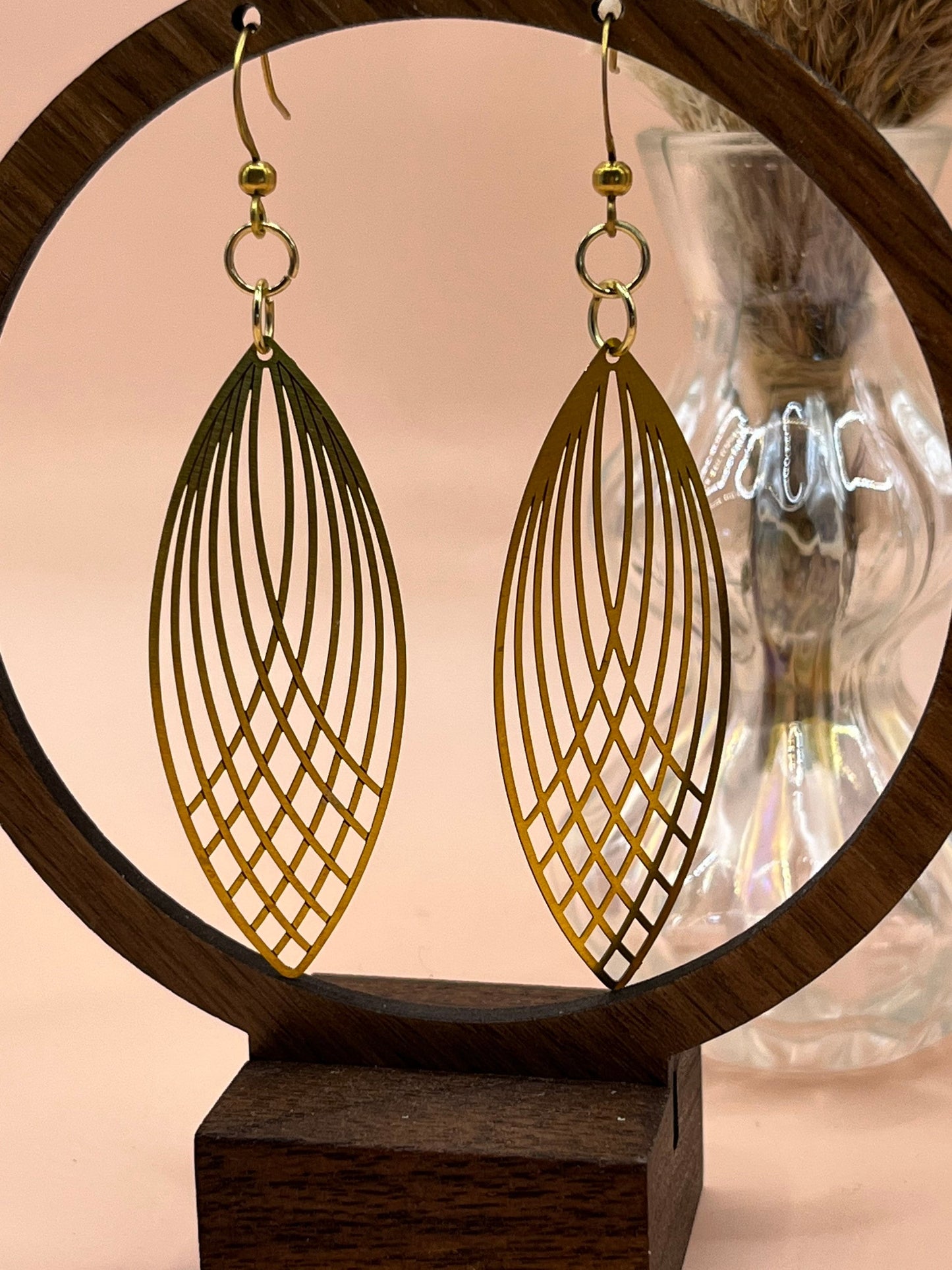 Brass Leaf Laser Cut Earrings