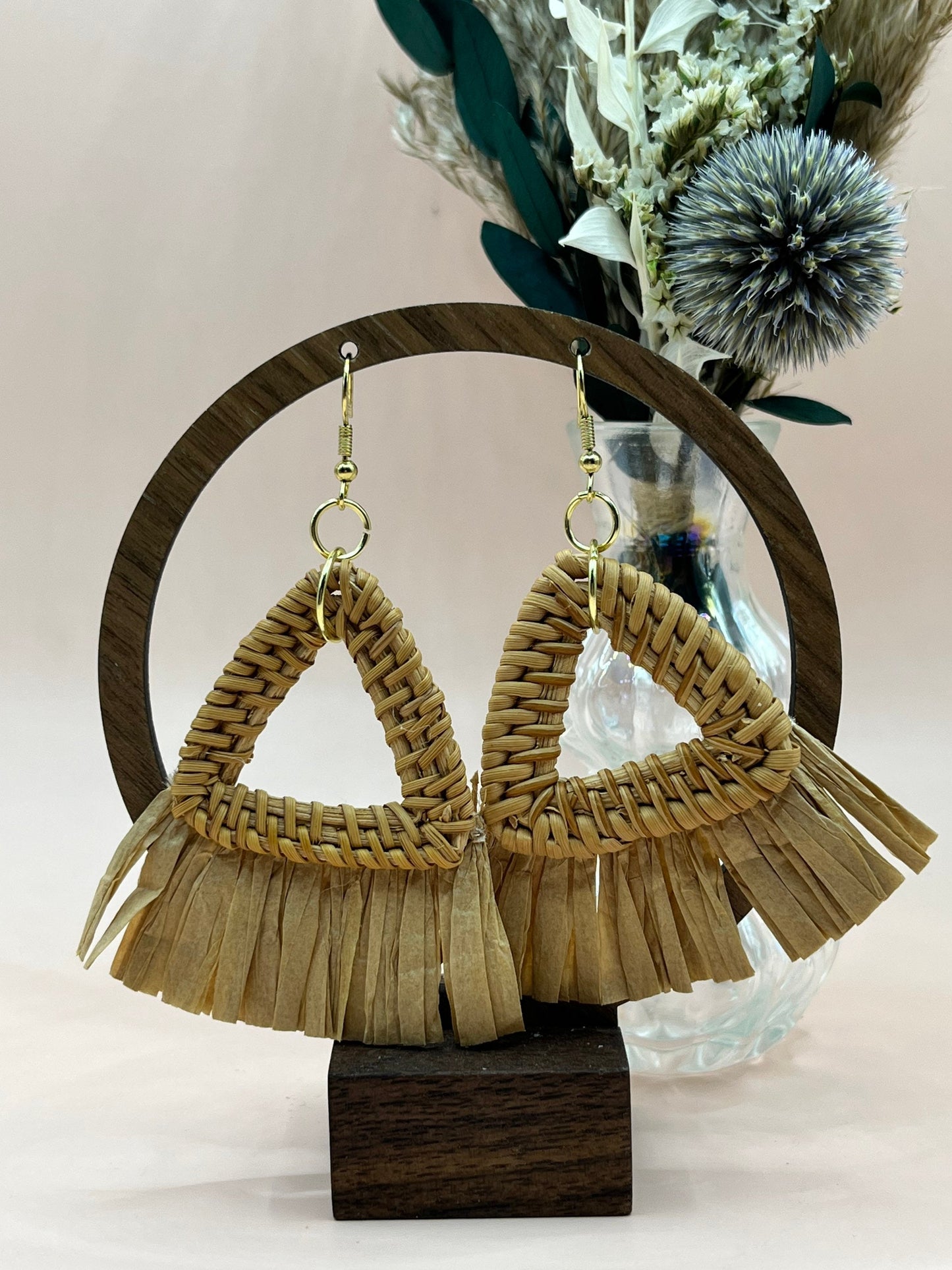 Rattan Triangle Earrings