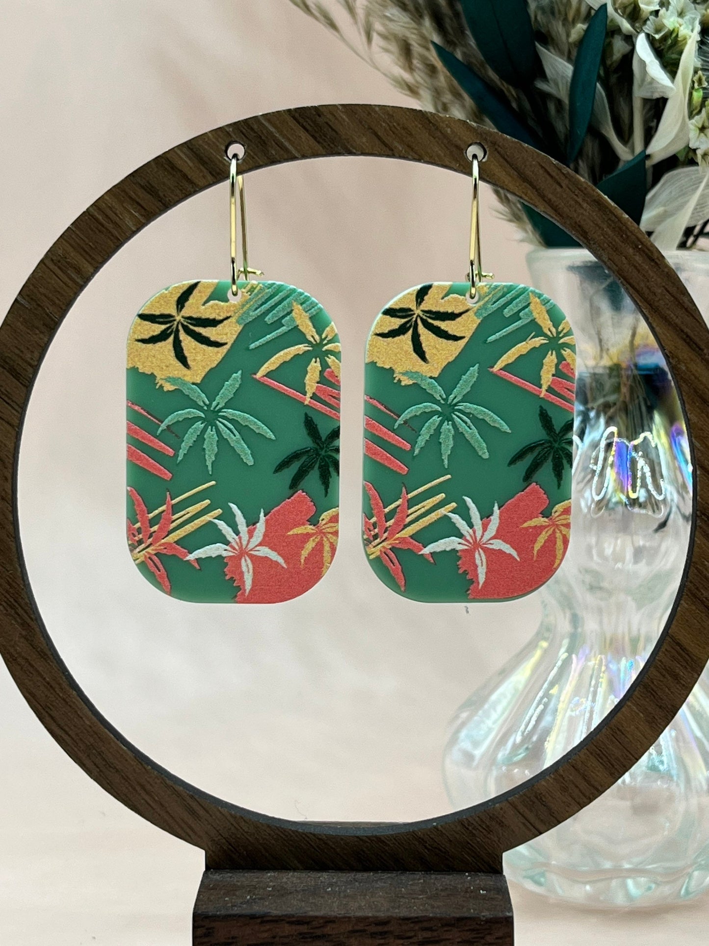 Clay Palm Leaf Earrings