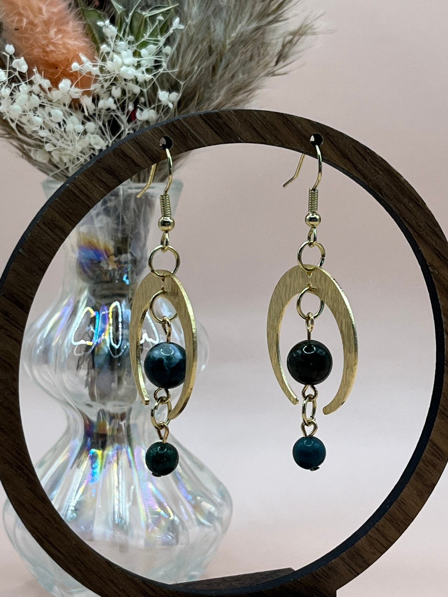 Crescent & Stone Earrings