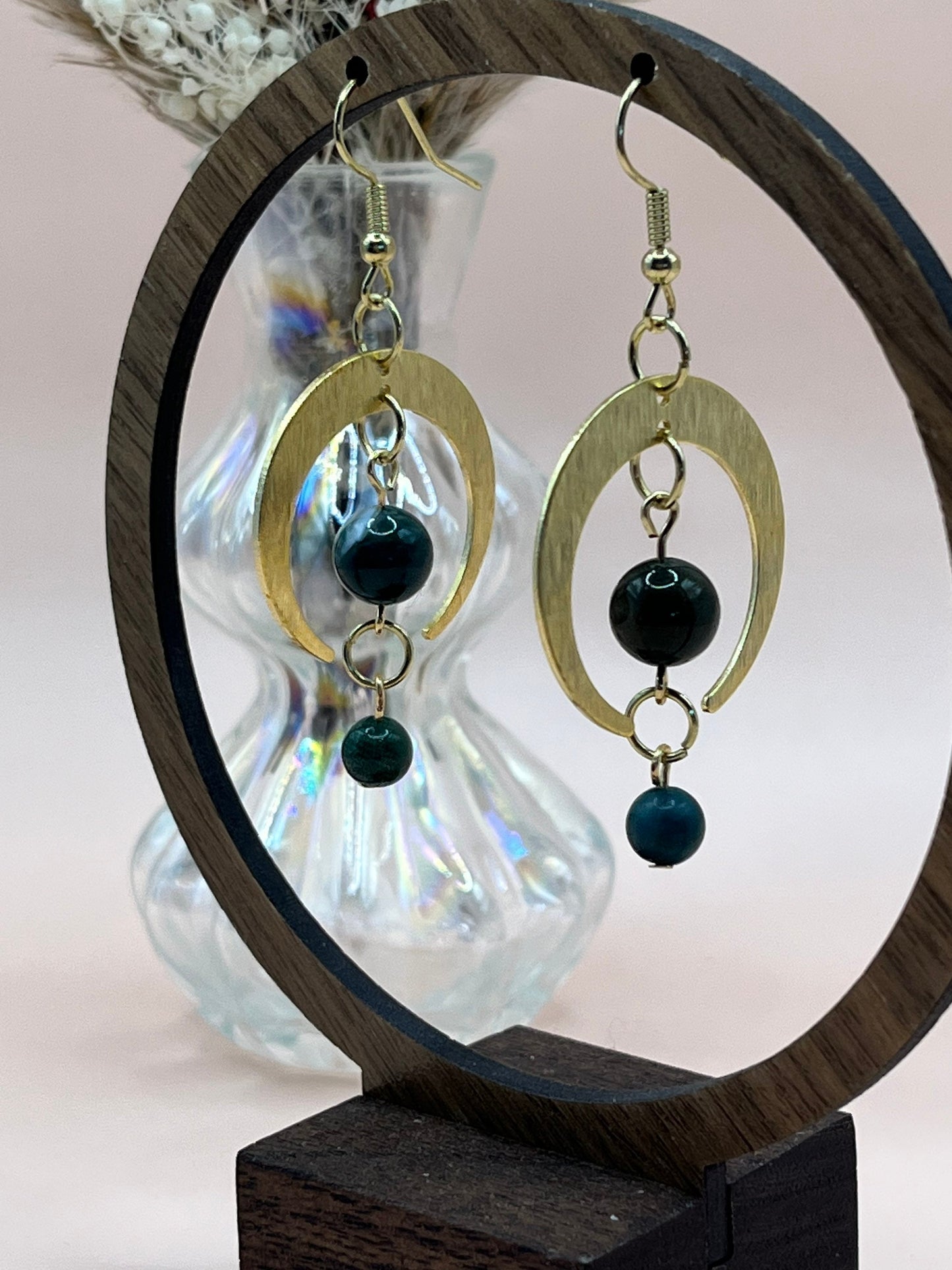 Crescent & Stone Earrings