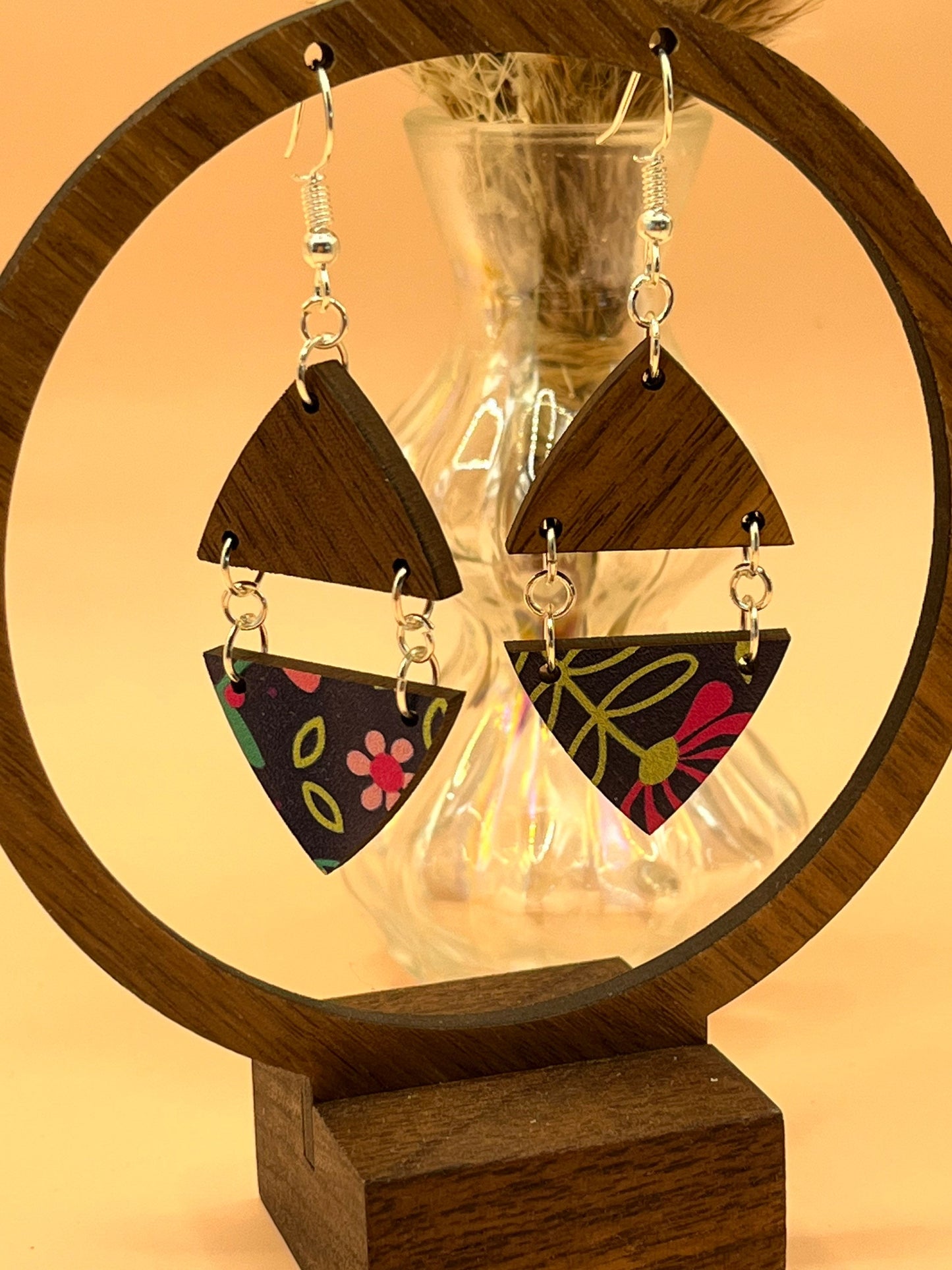 Wooden Triangle Earrings