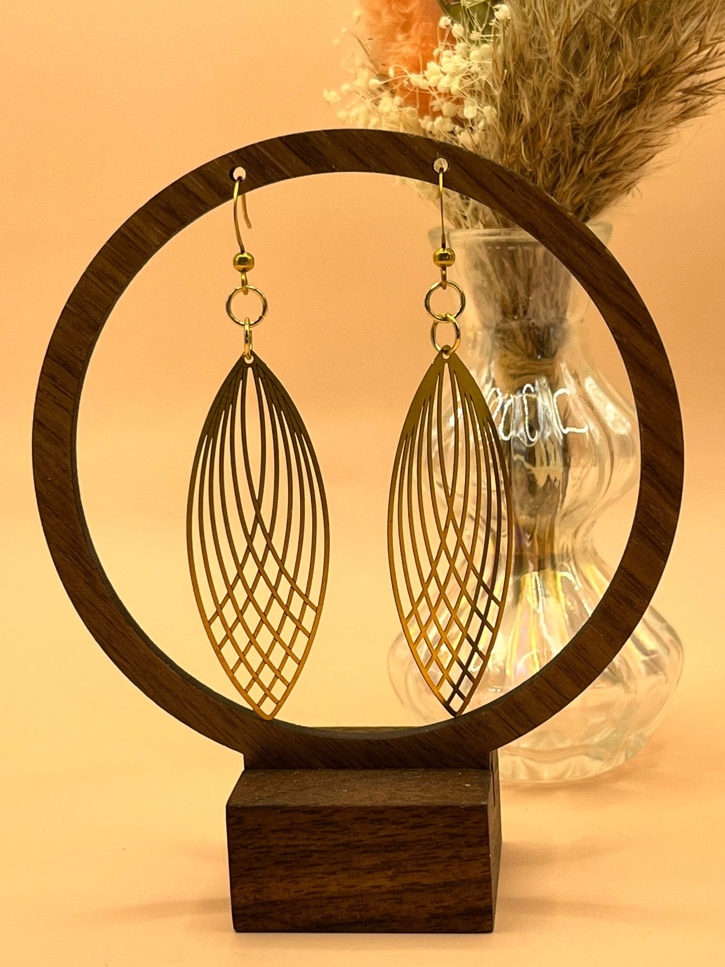 Brass Leaf Laser Cut Earrings