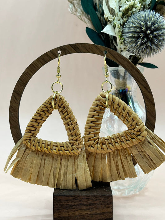 Rattan Triangle Earrings