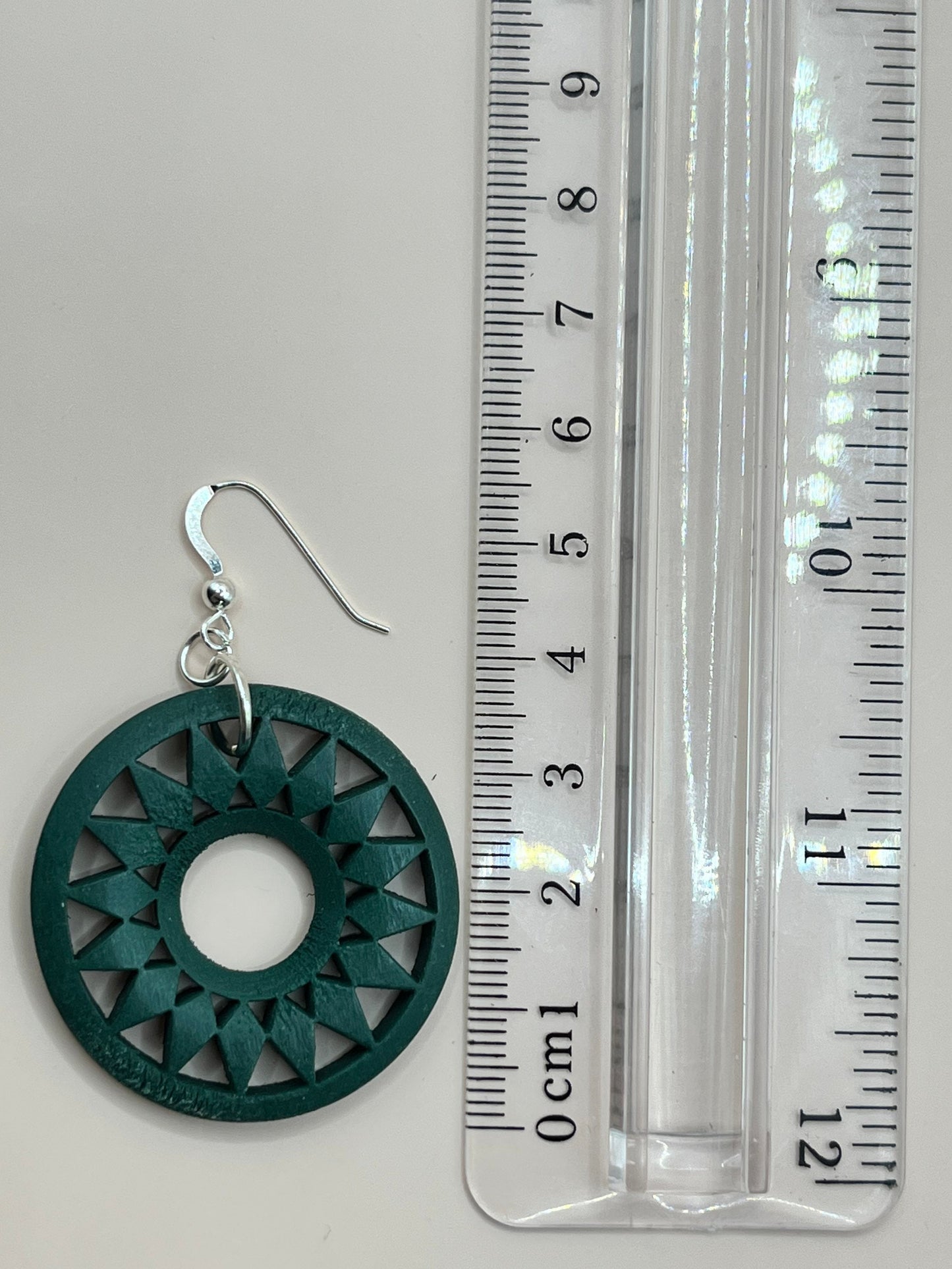 Dark Green Wooden Earrings