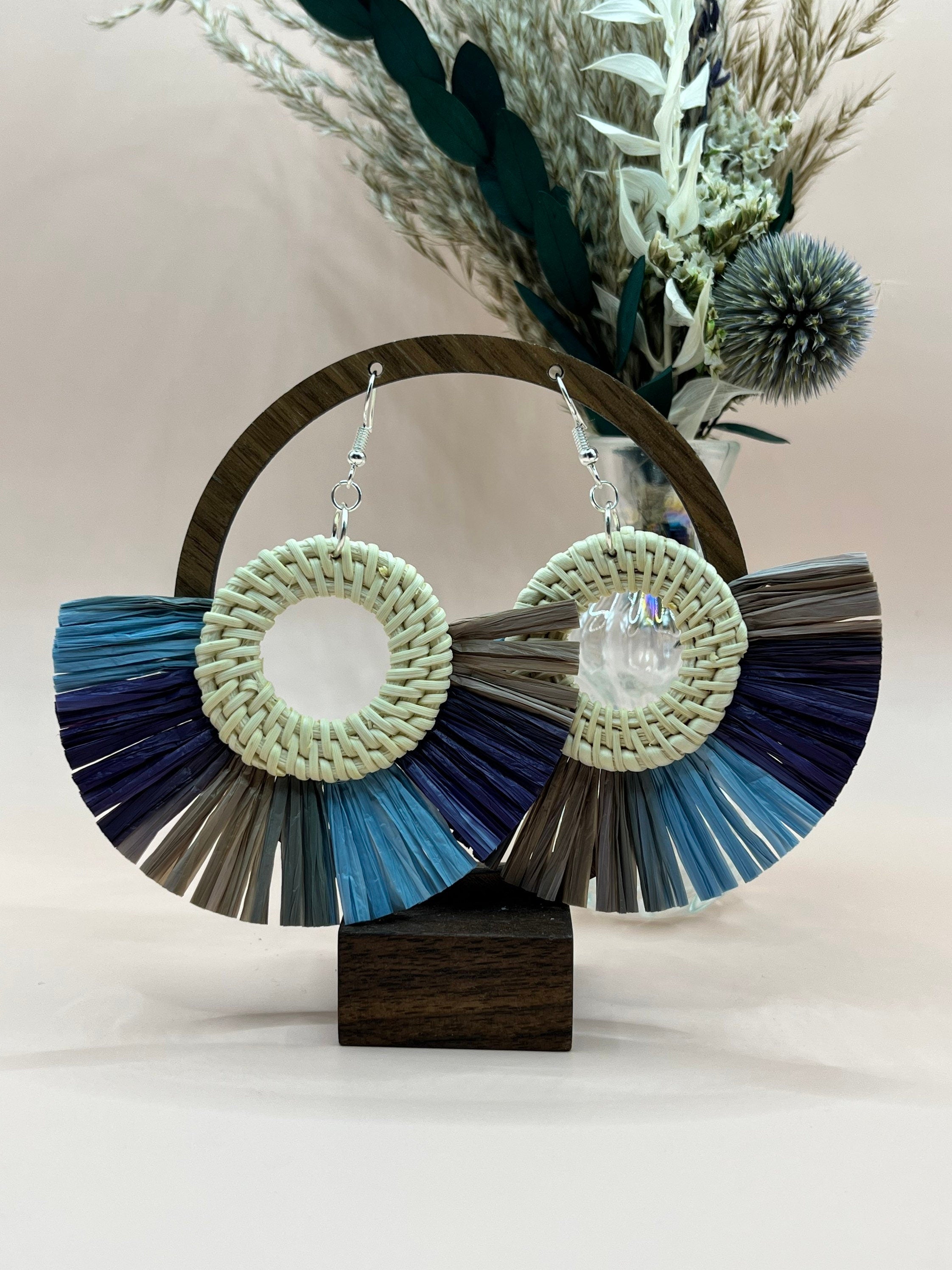 Woven earrings on sale